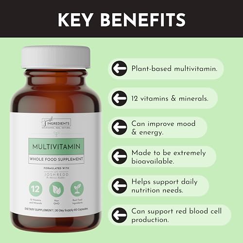 JUST INGREDIENTS Multivitamin Supplement - Plant-Based, Vegetarian, Muscle Growth - 60 Capsules - Image 8