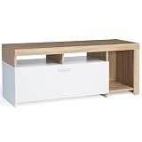 IDMarket - Mueble TV Malo Madera y Armario Blanco