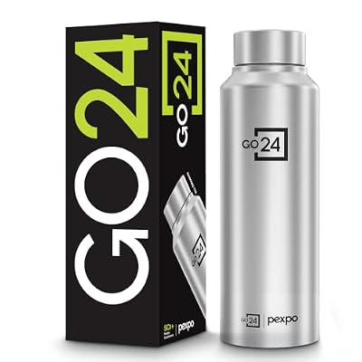 Go24 pexpo Stainless Steel Water Bottle Chromo Silver 750ml