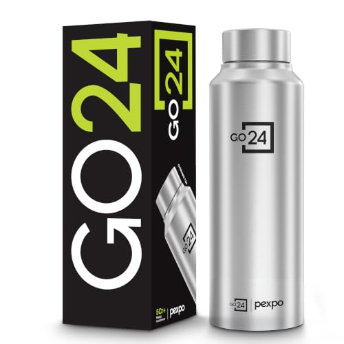 Go24 pexpo Stainless Steel Water Bottle Chromo Silver 750ml