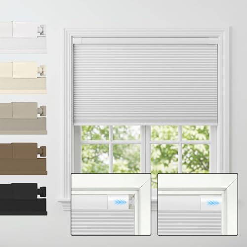 Custom No Drill Honeycomb Blinds for Windows Cordless Blackout Bl...