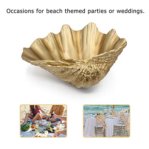 Aliwiner Gold Clam Shell Seashell Bowl Resin Sea Shell Coastal Clam Decor For Nautical Room Beach Home Gold Decoration #TOP4