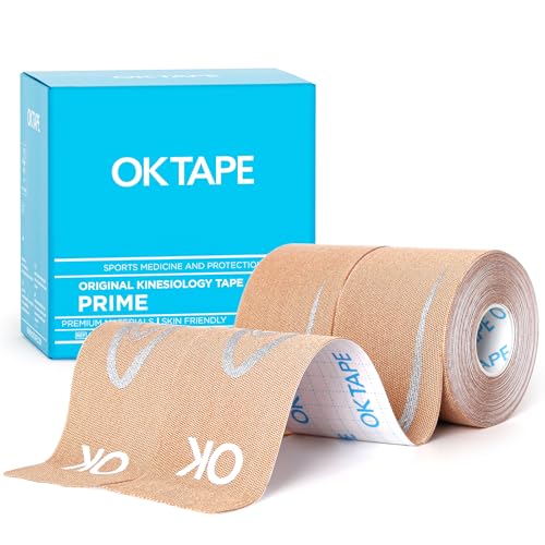 Image of OK TAPE Synthetic Kinesiology Tape Prime 2 Roll, 2inx16.4ft-Beige