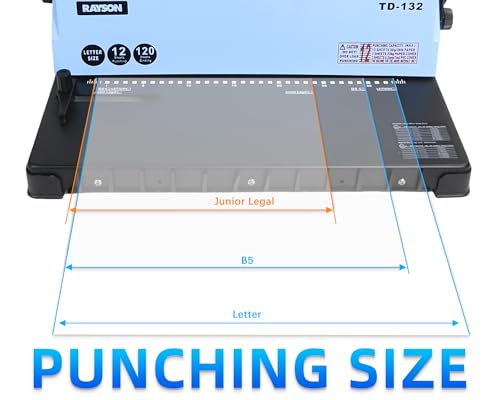 rayson td-132 wire binding machine 32-hole spiral coil binder 31 pitch punches 12 sheets binds up to 120 sheets sturdy metal construction