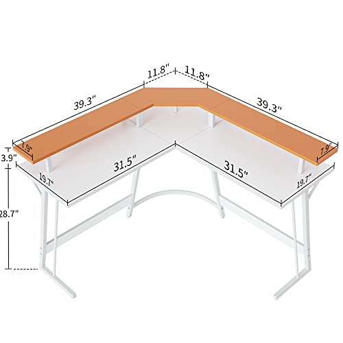 CubiCubi L-Shaped Gaming Desk with Monitor Stand #TOP13