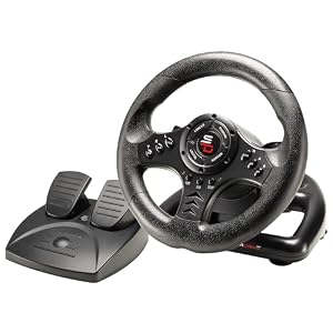 SUBSONIC – Superdrive SV450 Steering Wheel. Racing Wheel with Pedals and Shifters. Diameter 23 cm, 180° Rotation Angle – For Xbox Series X/S, Switch 2 / Switch, PS4, Xbox One and PC – Black
