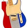 Fender Buck Owens Telecaster Electric Guitar - Red, Silver, and Blue Sparkle