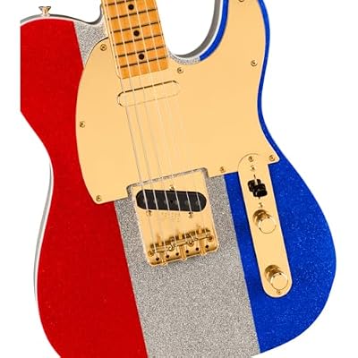 Fender Buck Owens Telecaster Electric Guitar - Red, Silver, and Blue Sparkle