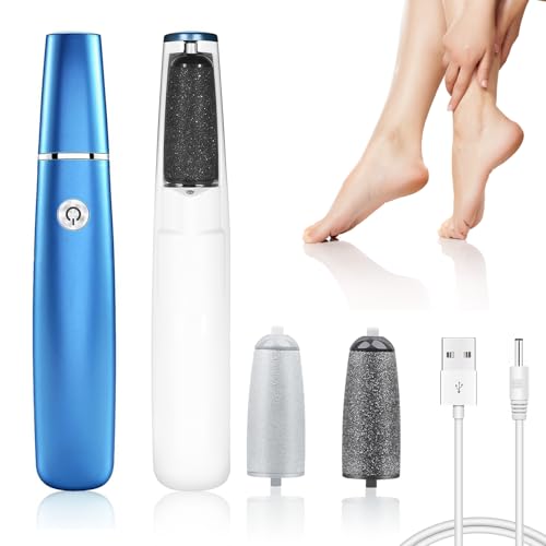 Rimuovi Calli Elettrico Professionale con Rullo Rotante a 360° Impermeabile, Raschietto Piedi per Pelle Dura e Talloni Screpolati, Pedicure Elettrico Ricaricabile Portatile per Cura Piedi（Blu）