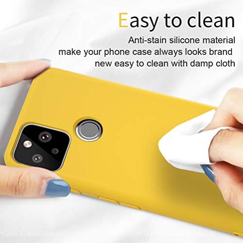 Mikikit Yellow Silicone Case for Google Pixel 5, soft Rubber Gel Case Liquid Silicone Cover cute girl Anti-dirty Case Matte Shockproof Protector Case for Google Pixel 5