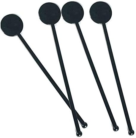 Gdeal 7 Inches Cocktail Swizzle Stick - Disc Top Drink Stirrers Plastic Coffee Whiskey Stirrers Pack of 50 (Black)