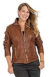 Top aktuelle Damen Lederjacke Kurzjacke cognac antik im modernen Bikerstyle