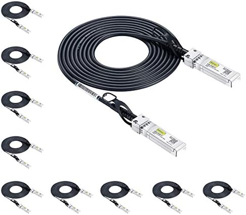 #10Gtek# [10-Pack] 10G SFP+ DAC Cable - 10GBASE-CU Passive Direct Attach Copper Twinax SFP Cable for Cisco SFP-H10GB-CU3M, Meraki MA-CBL-TA-3M, D-Link, Fortinet, Netgear, 3m