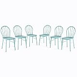 VICLLAX Patio Metal Dining Chairs Set of 6, Outdoor Farmhouse Cottage Spindle Back Metal Dining Chai