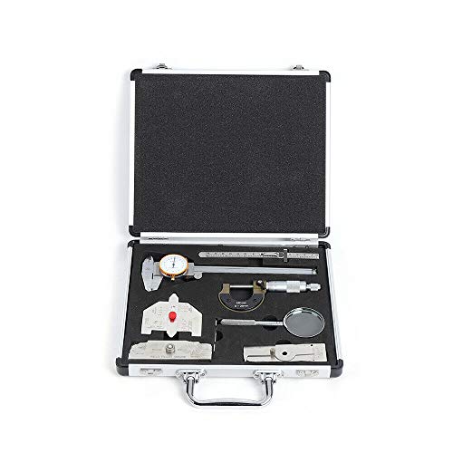 Welding Gauge Tool Inspection Kit, Welding Measure Gauge Tool Set with Briefcase Pacakge, Welding Inspection Ruler Set with Fillet Weld Gage, Micrometer in Metric, Sliding Clip Depth Gauge, Calliper