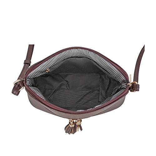 Image of SG SUGU Lunar Lightweight Medium Dome Crossbody Bag Shoulder Bag with Tassel | Zipper Pocket | Adjustable Strap