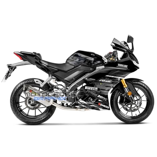 Image of R15 V3 Graphic Kit| Black Grey| by Motocross Graphix| Printed on Premium Vinyl with Ultra Gloss Laminate, Waterproof, Precise Precut Sticker, Non-Fading, Pack of 1 for Full Bike