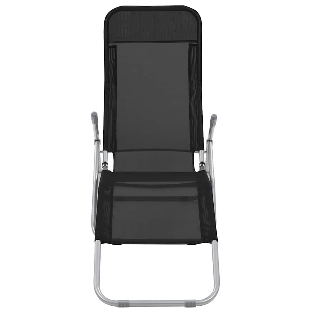 Składane leżaki zestaw 2 szt., czarne, z regulowanym oparciem, leżak ogrodowy, leżak plażowy, odporny na warunki atmosferyczne i ergonomiczny, na balkon, taras, basen, do wypoczynku na