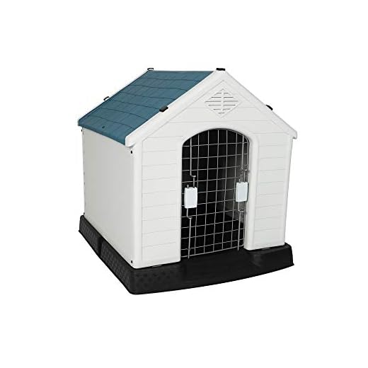 LUCKYERMORE Outdoor Dog House with Door Lightweight Plastic Pet Kennel Waterproof Windproof, Small