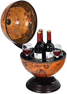 TANGZON Globe Shaped Wine Stand, Tabletop Mini Bar Drinks Cabinet, Retro Nautical Chart Beverage Wine Spirits Champagne Storage Holder for Home Kitchen Living Room Cellar (Brown)