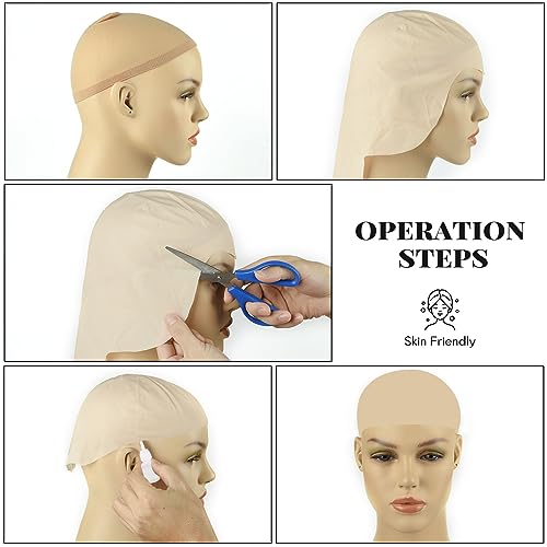 NACHLYNN 2/4/6/ Pcs Halloween Bald Cap for Adult Makeup Latex Bald Caps Nylon Bald Wig Cap Costume for Halloween Party Men (Classic, 2)
