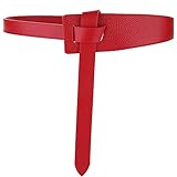 ALAIX Women's Leather Belt Dress Belt for Jeans Jumpsuit Coat Fashion Tie a Knot Genuine Leather Waist Belt Red