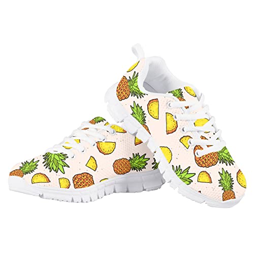 AmzPrint Size 10.5 Cute Cartoon Print Pineapple Shoes for Girls Pink Lightweight Lace-Up School Running Sneakers4