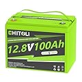 CHITOLI 12V 100Ah BCI Group 24 LiFePO4 Battery, Max. 15000 Deep Cycle Lithium Rechargeable Battery, Built in 100A BMS for RV, Trolling Motor, Camping, Marine, Home Energy Storage