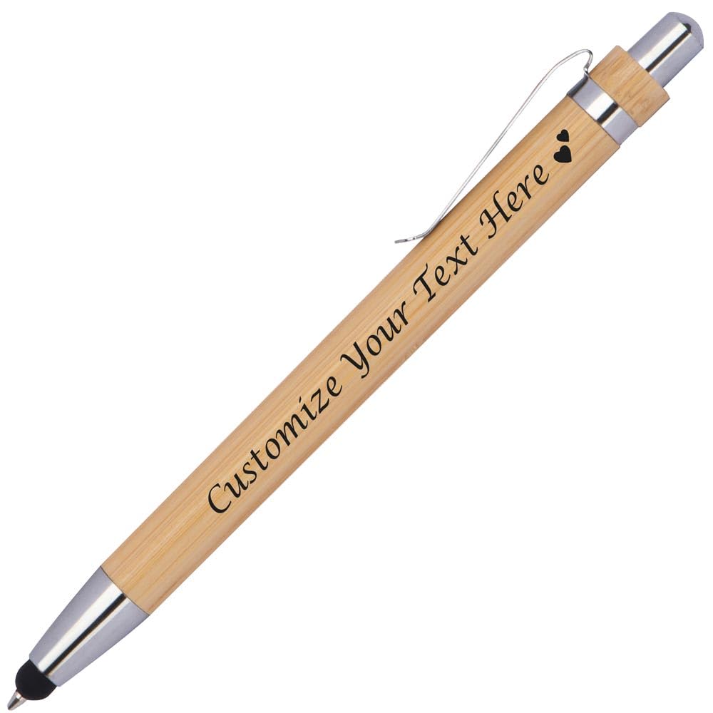 Juwelier Schönschmied Personalised Ballpoint Pen with Engraving | Bamboo | Includes Touch Function | Personalised for Promotional Events | Ballpoint Pen with Text (1)