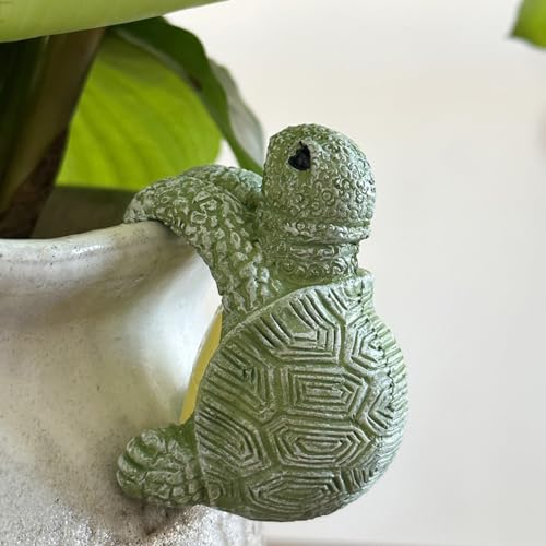 Cute Climbing Tortoise Flower Pot Hugger Figurines Resin Hanging Turtle Statue Planter Pot Decorations for Home Garden Fence Balcony Patio Lawn Yard Ornaments
