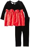 Bonnie Baby Baby Girls' Stretch Bodice To Dot Satin Skirt and Leggings