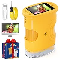 Digitales Mikroskop für Kinder, Temodu 2.0 Bildschirm, 1000X USB tragbares Taschenmikroskop, Wiederaufladbares Tragbares Mikroskop, Mikroskope Anschluss an PC, Science draussen ab 3 Jahren (Orange)