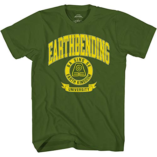 AVATAR The Last Airbender Shirt - Mens Earthbending University Short Sleeve Tee (Hunter Green, Small)