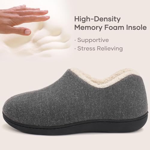 ULTRAIDEAS Women's Indoor Loafer House Slippers with Memory Foam, Ladies Warm Closed Back House Shoes with Non-Slip Outdoor Rubber Sole（Grey，size 11） - Thumbnail 4