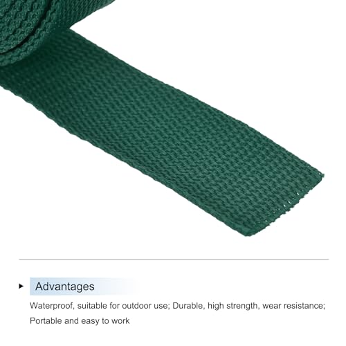 Image of MECCANIXITY Lightweight Polypropylene Webbing Strap 1 1 /4 inch 10 Yard Backpack Strapping Band Dark Green for Outdoor Luggage Cargo Straps