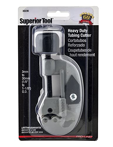 Superior Tool 35236 1-1/8" O.d. Screw-Feed Tubing Cutter (#350)-One And One Eighth Outside Diameter Tubing Cutter For Commerical And Industrial Applications , Gray #TOP2