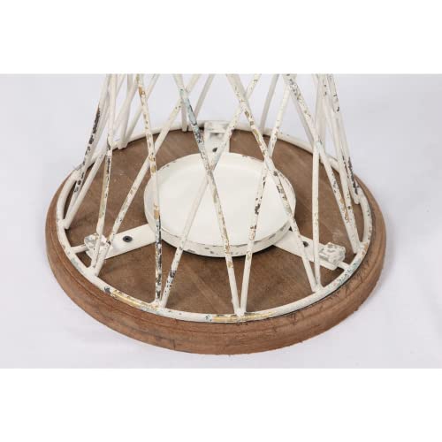 Farmhouse Birdcage Hurricane Candle Holders Pillar For Wedding 14", Rustic Distressed White Outdoor Candle Lantern Centerpieces, Decorative Candle Lanterns For Indoor Real Candles Fireplace Bedroom #TOP5