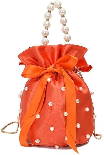 Rimpel Hand Lifted Schoudertas Kleine Parel Dolly Tassen voor Bruiloft Avond Party Satijnen Tas, Vrouwen Clutch Bruidsmeisje Handtas, Zwart