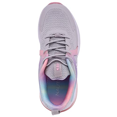 Nautica Girls Casual Air Bubble Bungee Slip-On Fashion Sneakers -Walking Shoes-Lightweight Joggers- For Girls - Boys - Little Kid - Big Kid-Westbrook Girls-Grey Pink Sparkle-4 #TOP3