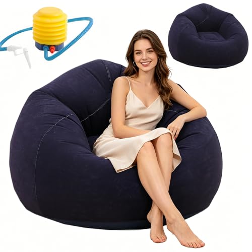 RNPKZ Canapé et fauteuil gonflables, pouf gonflable imperméable avec pompe à air, pouf gonflable, super doux et lavable, canapé gonflable portable pour...