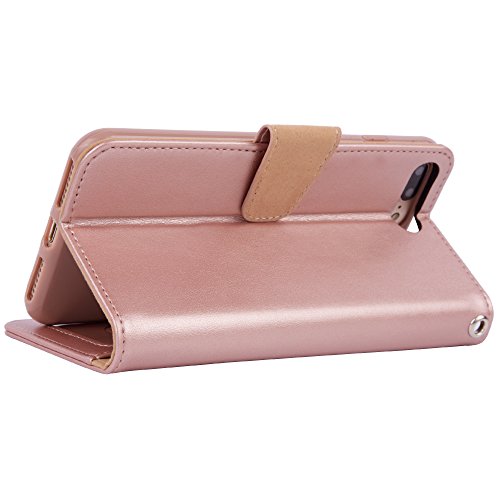 Arae Case For Iphone 7 Plus/Iphone 8 Plus, Premium Pu Leather Wallet Case With Kickstand And Flip Cover For Iphone 7 Plus (2016) / Iphone 8 Plus (2017) 5.5 Inch - Rose Gold #TOP7