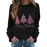 Genérico Navidad Mujer Suéter Térmico de Otoño e Invierno Blusa de Cuello Redondo Pullover de Manga Larga Ligera y Relajada Casual Jersey Arbol Navideño Sudaderas Navideñas Mujer Divertido