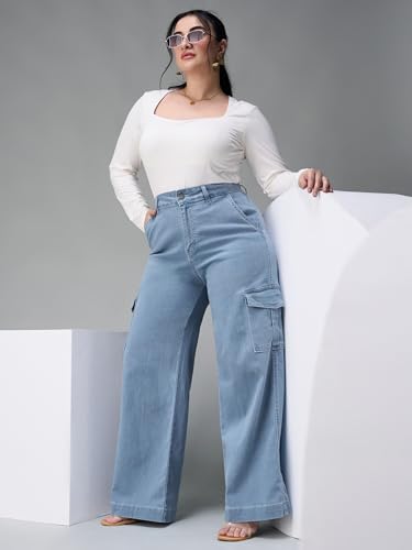 Image of Miss Chase A+ Women's Wide-Leg High Rise Regular Stretchable Denim Jeans