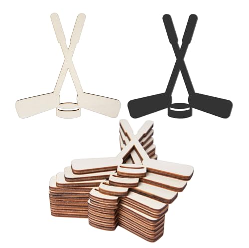 Hockey Stick Wooden Tags with Twine, 10 Pcs