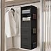 Bosuelife 6-Shelves Hanging Closet Organizer with 5 Different Drawers, Foldable Closet Organizers and Storage for Wardrobe, Closet& RV, Clothes and Accessories Storage, Non-Woven Fabric, Black