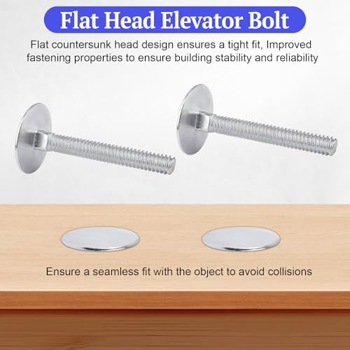 Image of 1 /4-20 x 2 Elevator Bolts, Zinc Plated Flat Head - 20 Pack | Garage & Roll-Up Door Hardware Fasteners, Part Number 01497323964