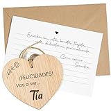 VAS A SER TÍA: Perfecto para compartir la emocionante noticia con la futura tía. Este kit de anuncio de embarazo contiene una tarjeta de madera, un sobre de papel y una tarjeta de papel DIN A6 para escribir un mensaje personalizado, un regalo sorpresa maravilloso.