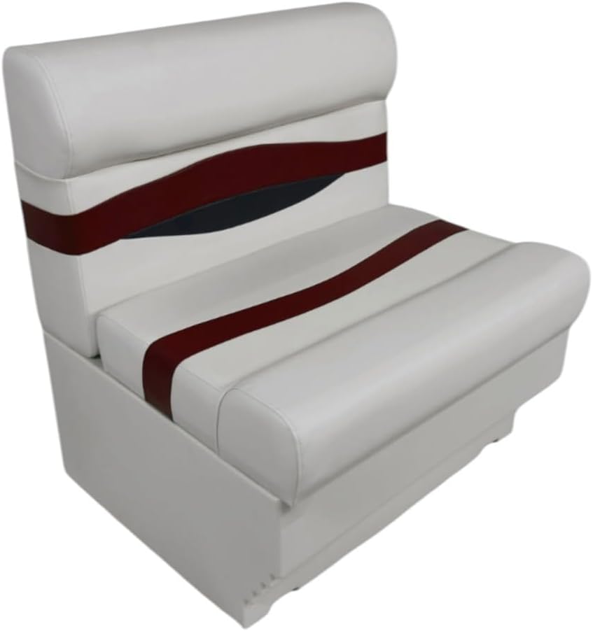 Elite Series 28" Pontoon Bench Seat Cushion Set with base 3200-3009 (Gray/Red/Charcoal)