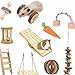 Chikanb Pequeñas Mascotas Juguetes para Masticar, 10 Piezas Pino Natural Unicycle de Madera Rodillo Ejercicio Mancuerna Dientes Cuidado Molar Juguetes, Pequeños Cobaya Chinchilla Hámster