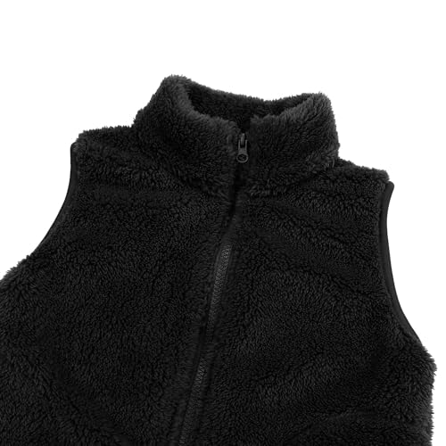 Image of JESKIDS Girls' Boys Sherpa Fleece Vest Outwear Lightweight Solid Color Cute Jacket with Pockets 2-11 Years